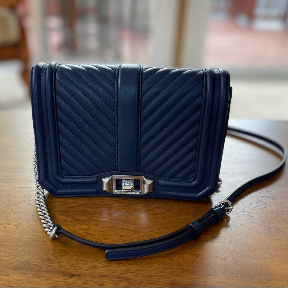 Rebecca Minkoff quilted leather crossbody bag with silvertone hardware